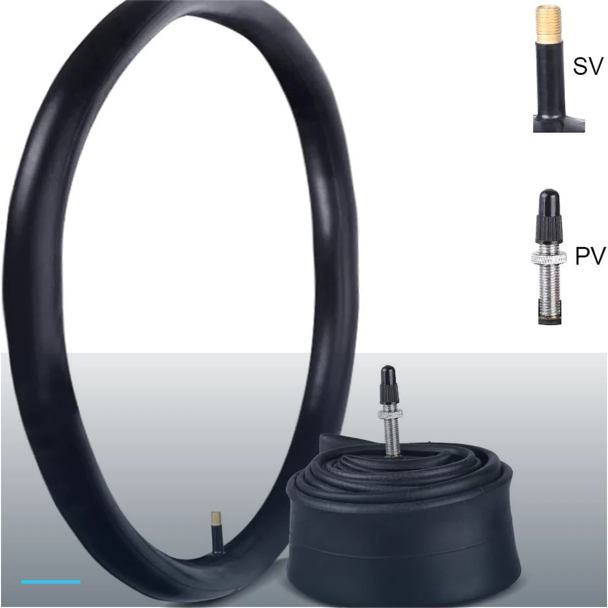 Bicycle inner tubes with Schrader and Presta valves